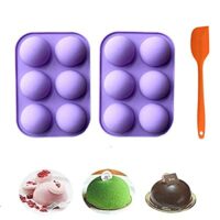 Expired: 2 Pack Sphere Silicone Molds for Baking Hot Chocolate Bomb Molds Cake DIY Mothers Day Gifts with Spatula Set (6 small holes)