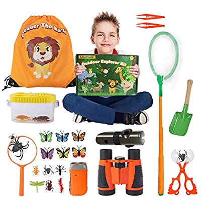 50% off - Expired: 24 PCS Kids Outdoor Explorer Kit with Binoculars, Flashlight, Magnifying Glass, 7-in-1 Multifunction Whistle