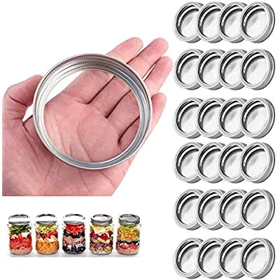 Expired: 24 Pcs Canning Bands Regular Mouth, Lirches 70MM Reusable Mason Jar Bands