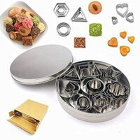 Expired: 24Pcs Small Baking Molds Geometric Cookie Cutters Tiny Stainless Steel Metal Biscuit Moulds Geometric Shapes for Kitchen