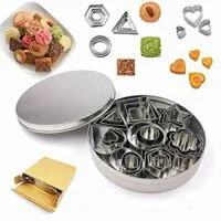 Expired:&nbsp;24Pcs Small Baking Molds Geometric Cookie Cutters Tiny Stainless Steel Metal Biscuit Moulds Geometric Shapes for Kitchen