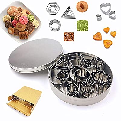 55% off - Expired: 24Pcs Small Baking Molds Geometric Cookie Cutters Tiny Stainless Steel Metal Biscuit Moulds Geometric Shapes for Kitchen