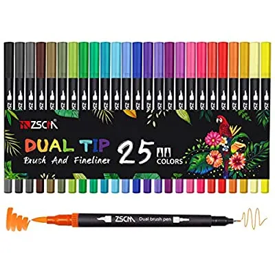 50% off - Expired:&nbsp;25 Dual Brush Colored Pens Art Markers