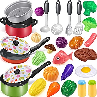 70% off - Expired: 27 PCS Toddler Kitchen Cooking Accessories with Pretend Play Food