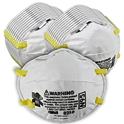 3M Personal Protective Equipment Particulate Respirator 8210, N95, Smoke, Dust, Grinding, Sanding, Sawing, Sweeping, 20/Pack