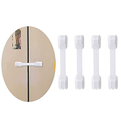 Expired: 4 Pack Cabinet Child Safety Strap Locks with Strong Adhesive No Drilling
