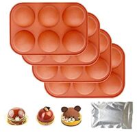 Expired: 4Packs Medium Semi Sphere Silicone Molds, Cocoa Bomb Ball Mold for Chocolate, Cake, Jelly, Dome Mousse, Baking DIY, 6-Cavity (Brown)