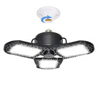 Expired: 80W Deformable Aluminum Bright Garage Ceiling LED Light with 3 Adjustable Panels, 8000LM 6500K Daylight E26