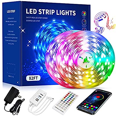 Expired: 82ft Led Light Strips with Bluetooth and App Control, Remote, Led Music Sync