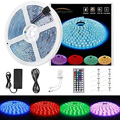 Expired:&nbsp;AMAZING POWER Waterproof Color Changing LED Strip Self Adhesive Rope Lights with IR Remote and 12V 2A Power Supply