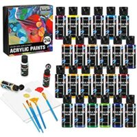 Expired: Acrylic paint set 24 Colors (60ml,2oz) Professional Painting Supplies Set, includes 24 Acrylic Paints, 10 Painting Brushes and 2pcs 8