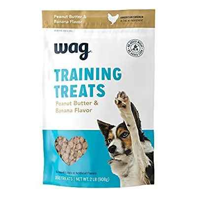 Amazon Brand – Wag Peanut Butter & Banana Flavor Training Treats, 2 lb. Bag (32 oz)