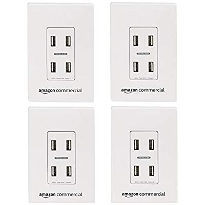 AmazonCommercial White, 4-Pack In Wall USB Charger - $9.24 ($25.32)