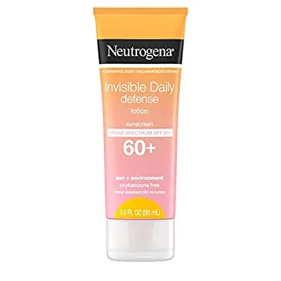 2 Pack Neutrogena Invisible Daily Defense Sunscreen Lotion, SPF 60+ 3.0 fl. oz