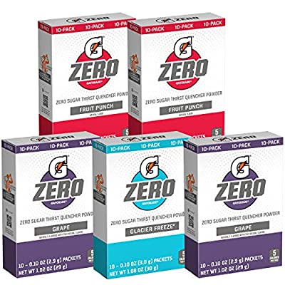 Gatorade G Zero Powder, Fruit Punch Variety Pack, 0.10oz Individual Packets (50 Pack) - $14.72 ($17.35)