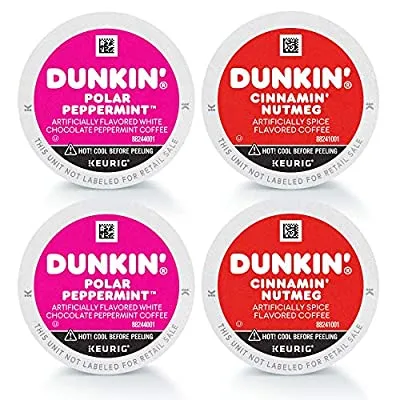 60 Dunkin Keurig K-Cup Pods, Polar Peppermint and Cinnamin’ Nutmeg