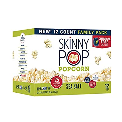 SkinnyPop Sea Salt Microwave Popcorn , 2.8oz Microwavable Bags (Pack of 12), Skinny Pop, Healthy Popcorn, Gluten Free - $7.22 ($21.24)