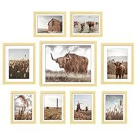 Expired:&nbsp;ArtbyHannah 9 Pack Framed Highland Cow Art and Farmhouse Wall Decor Picture Frame Set