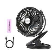 Expired: BRIGENIUS Clip on Fan, Portable Mini Desk Fan Rechargeable Battery Operated with Hanging Hook, USB Powered Clip Fan