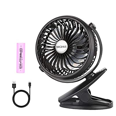 60% off - Expired: BRIGENIUS Clip on Fan, Portable Mini Desk Fan Rechargeable Battery Operated with Hanging Hook, USB Powered Clip Fan