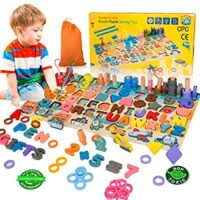 Expired: BeebeeRun Wooden Number Alphabet Puzzles Shape Sorting Counting Montessori Learning Toys