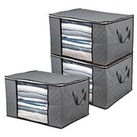 3pcs-BoxLegend Clothes Storage Bag 90L with Reinforced Handle Thick Fabric, Foldable with Sturdy Zipper, Transparent Window