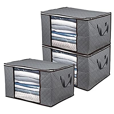 3pcs-BoxLegend Clothes Storage Bag 90L with Reinforced Handle Thick Fabric, Foldable with Sturdy Zipper, Transparent Window - $10.00 ($33.99)