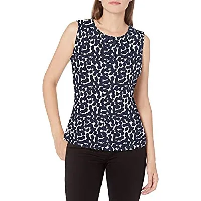 Calvin Klein Women’s Pleat Neck Cami, Navy/White