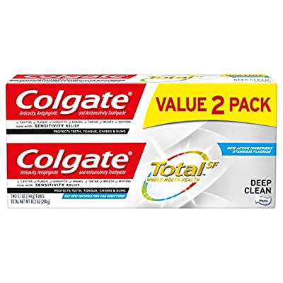 Colgate Total Toothpaste with Fluoride, Multi Benefit Toothpaste with Sensitivity Relief and Cavity Protection, Deep Clean – 5.1 ounce (2 Pack) - $1.49 ($8.57)