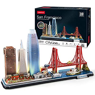 50% off - Expired: CubicFun 3D Puzzles LED San Francisco Cityline Collection Model Kits, Lighting Architecture Toys