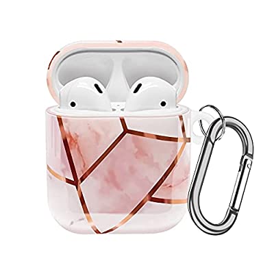 65% off - Expired: Cute Marble Airpod Case with Keychain Full Protective Soft Shockproof Case Cover Compatible with AirPods (Light Pink)