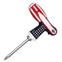 Expired: DOYOUDO Phillips Head and Flat Head Multi Screwdriver, USA Flag T Handle and Adjustable Magnetic Galvanized Blade