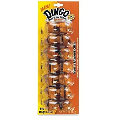 Dingo Beef Flavored Mini Rawhide Bones for Small/Toy Dogs, 7-Count