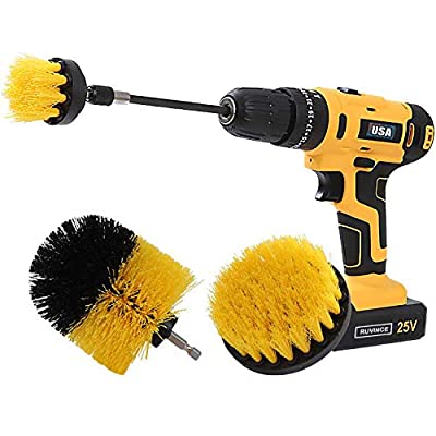 Expired: Drill Brush Power Scrubber 4 Set with Extend Long Attachment  (Yellow)