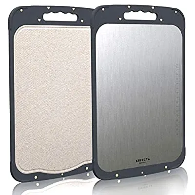 Expired:&nbsp;ERFECTA Cutting Board Double-Sided, Kitchen Knife Friendly, 316 Stainless Steel and Wheat Straw PP, BPA Free,