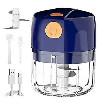 Expired:&nbsp;Electric Mini Garlic Chopper, Small Food Processor (Blue, 45W, 250ML)