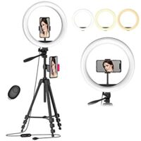 12.6″ Selfie Ring Light with 54″ Tripod Stand & Flexible Phone Holder