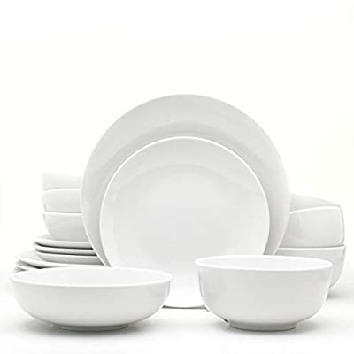 Euro Ceramica Essential Collection Porcelain Dinnerware and Serveware, 16 Piece Set