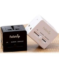 Expired: Feliztrip Global Universal Power Plug Converter, With 2 USB Ports, AC Socket For European UK AUS UAE Asia