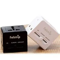 Expired:&nbsp;Feliztrip Global Universal Power Plug Converter, With 2 USB Ports, AC Socket For European UK AUS UAE Asia
