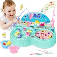 Expired: Fishing Games Electric Rotating Music Toy Set Fish Crocodile Double Pond