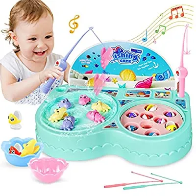 50% off - Expired:&nbsp;Fishing Games Electric Rotating Music Toy Set Fish Crocodile Double Pond