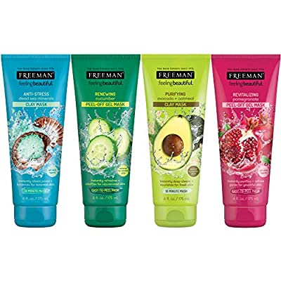 4 Pack Freeman Facial Mask Variety Bundle for Skin Care, Peel Off Face Masks with Clay + Dead Sea Minerals 6 fl oz - $15.99 ($29.77)