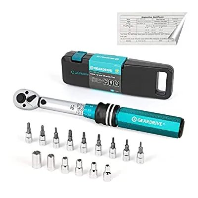 Expired:&nbsp;GEARDRIVE 1/4 Inch Drive Click Torque Wrench, Quick-release Reversible, Includes Allen Hex Bit Socket & Torx Bit Socket Set