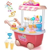 Expired:&nbsp;Geyiie Small Ice Cream Toy Cart Play Set for Kids Pretend Play Food