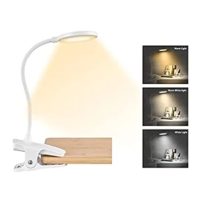 Expired:&nbsp;HEISENS Book Light, Rechargeable LED Reading Light Clip 360°, 3 Color Modes with 3 Brightness Levels