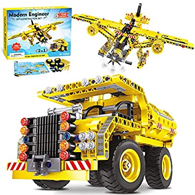 60% off - Expired: HOMOFY STEM Building 2 in 1 Model Dump Truck & Airplane 361 PCS DIY Construction Set