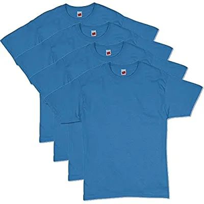 Hanes Men’s ComfortSoft Short Sleeve T-Shirt (4 Pack ), Denim Blue