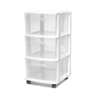 HOMZ 3 Drawer Medium Storage Cart, Set of 1, White