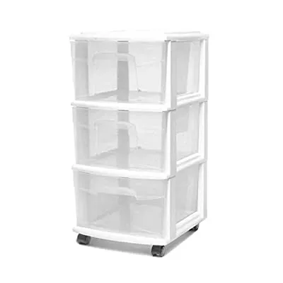 HOMZ 3 Drawer Medium Storage Cart, Set of 1, White